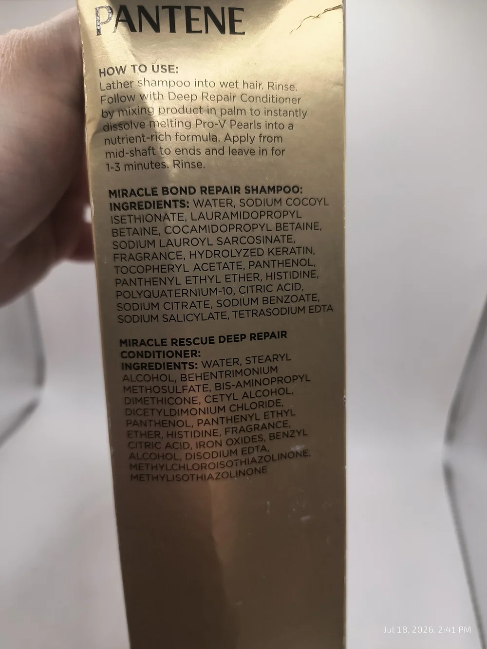Pantene The Miracle Bond Repair Set Shampoo Cond + Curl Define Shine Hair Care